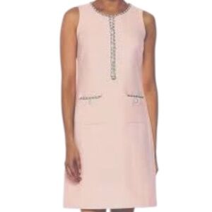 Karl Lagerfeld Paris Tweed Pearl Embellished Sheath Dress Pink Size 4 Party Midi